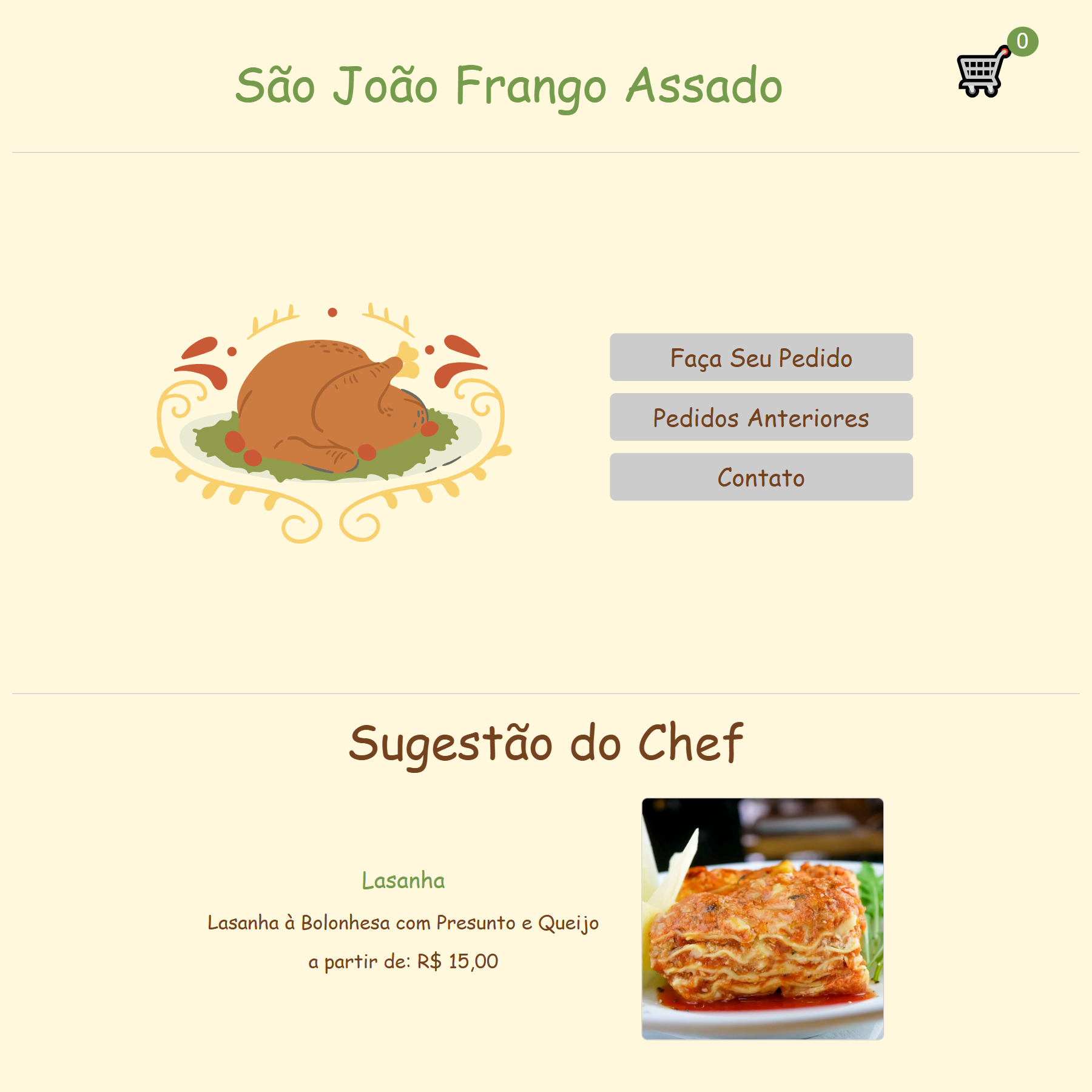 Project São João Frango Assado Home Page Screenshot